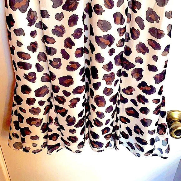 Fitted Flouncy Blk Brown White Cheetah Print Dress - Picture 6 of 8